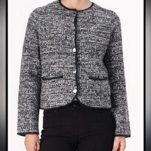 NWT Abercrombie & Fitch Navy and Gray Tweed Cardigan/Blazer
